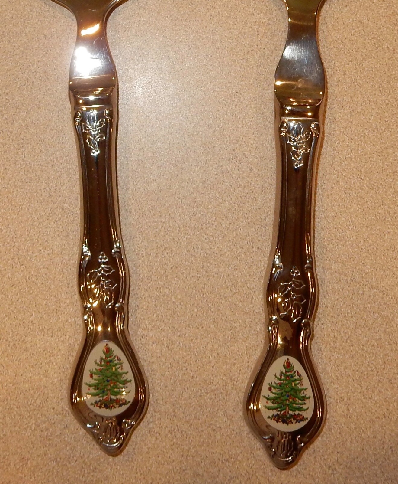 Spode Stainless Flatware Large Salad Serving Spoon & Fork