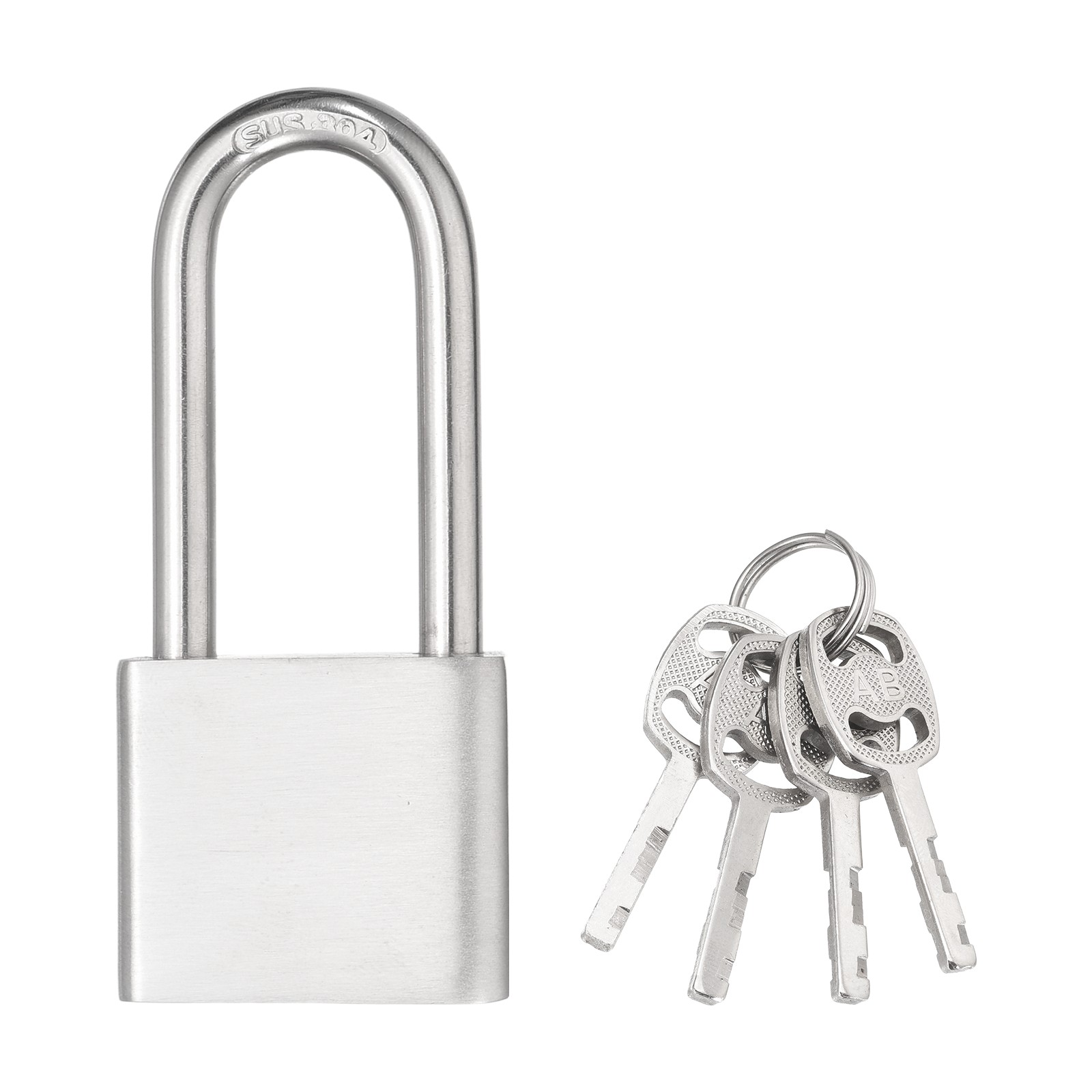 1-3/16" Stainless Steel Pin Tumbler Padlock with Keys, Silver (H: 68mm)