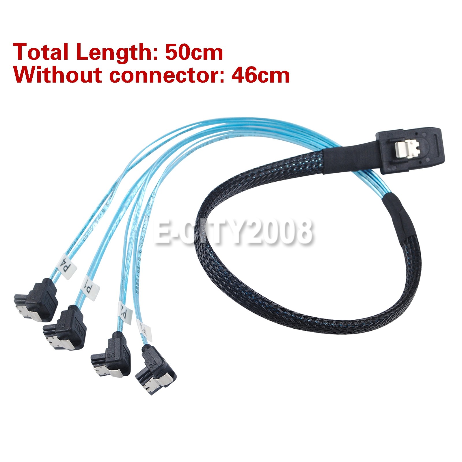Mini SAS to 90° 4 SATA SFF-8087 Multi-Lane Forward Breakout Splitter Cable