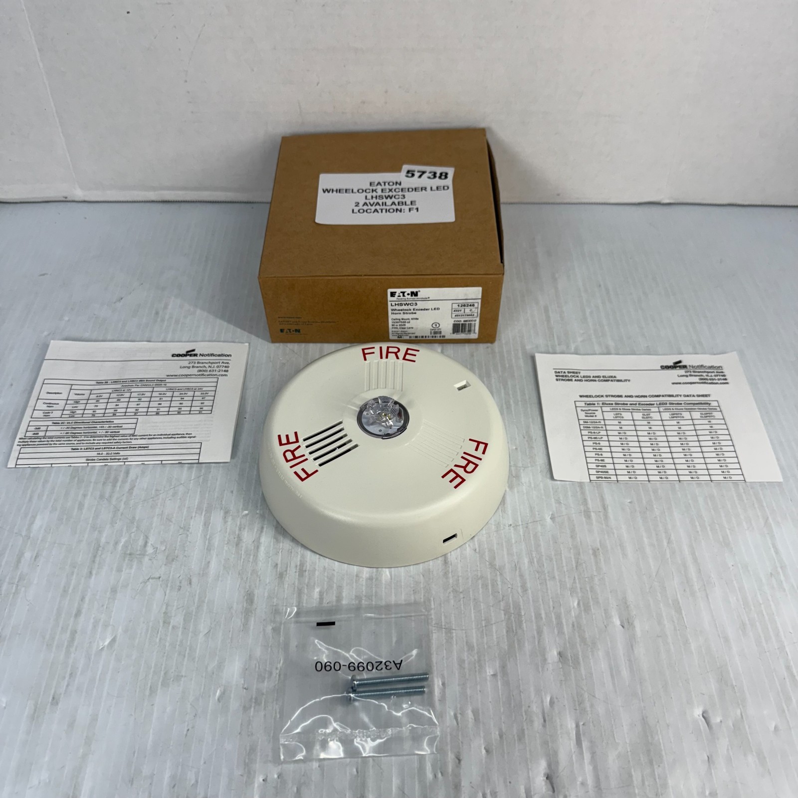 Eaton Wheelock Exceder LED Fire Alarm Strobe Horn LHSWC3 White