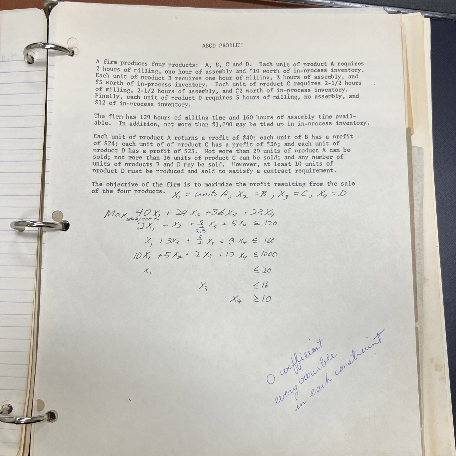 1976 IBM Era Mainframe BASIC Course Binder With Handwritten Notes