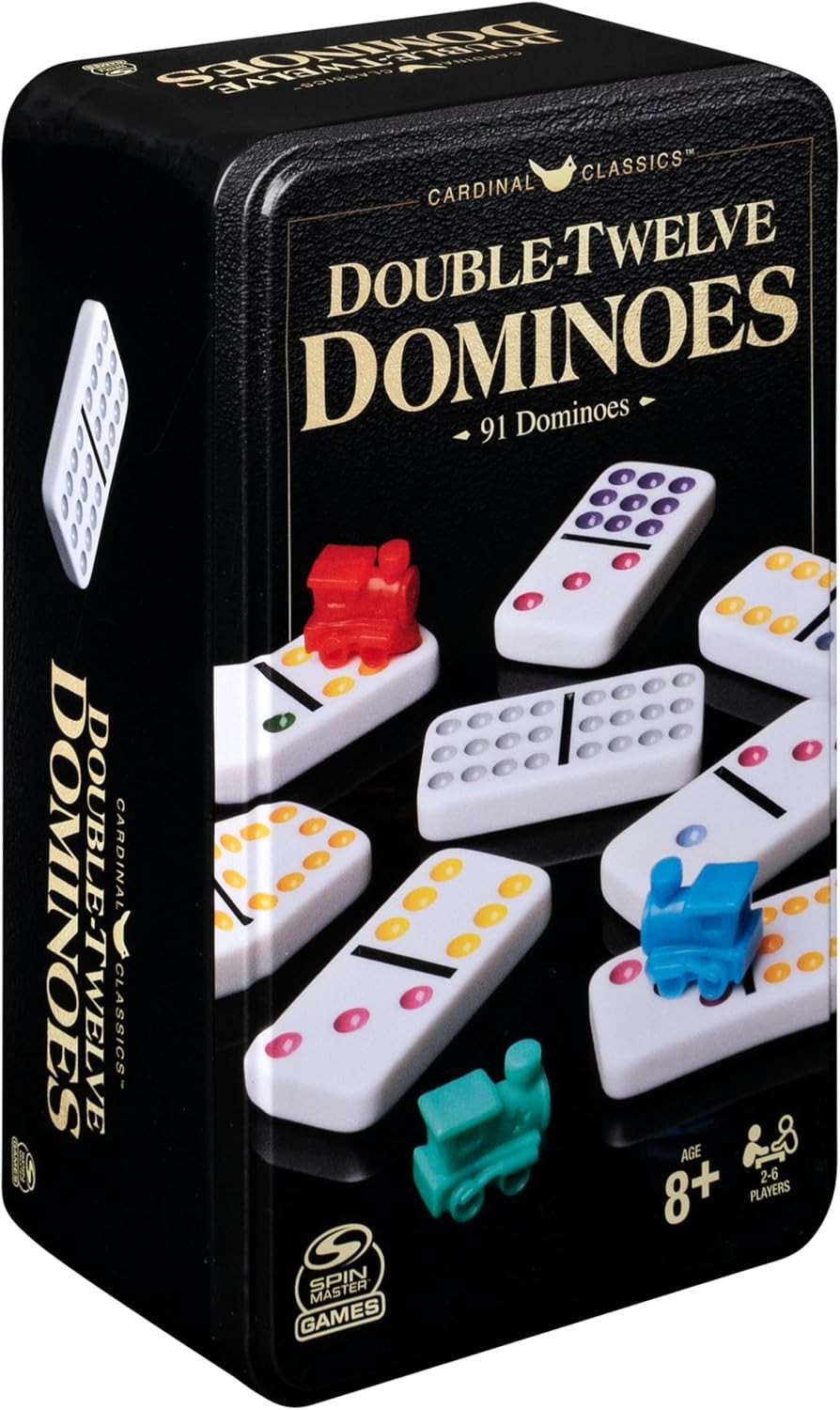 Spin Master Games, Cardinal Classics Double 12 Dominoes Set in Storage Tin