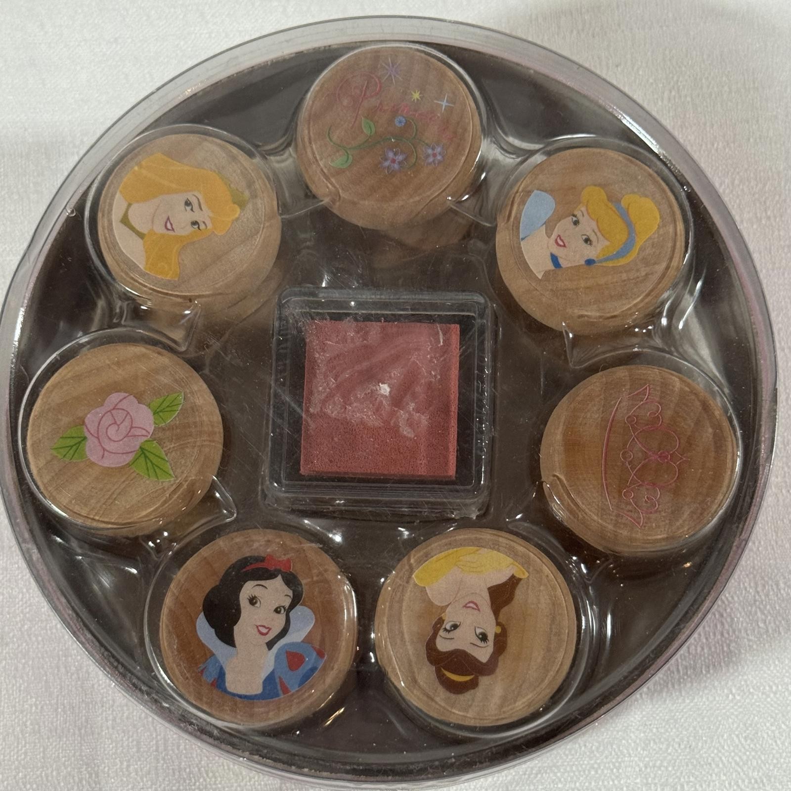 Vintage disney princess stamp set scrapbooking rubber stamp wood handle