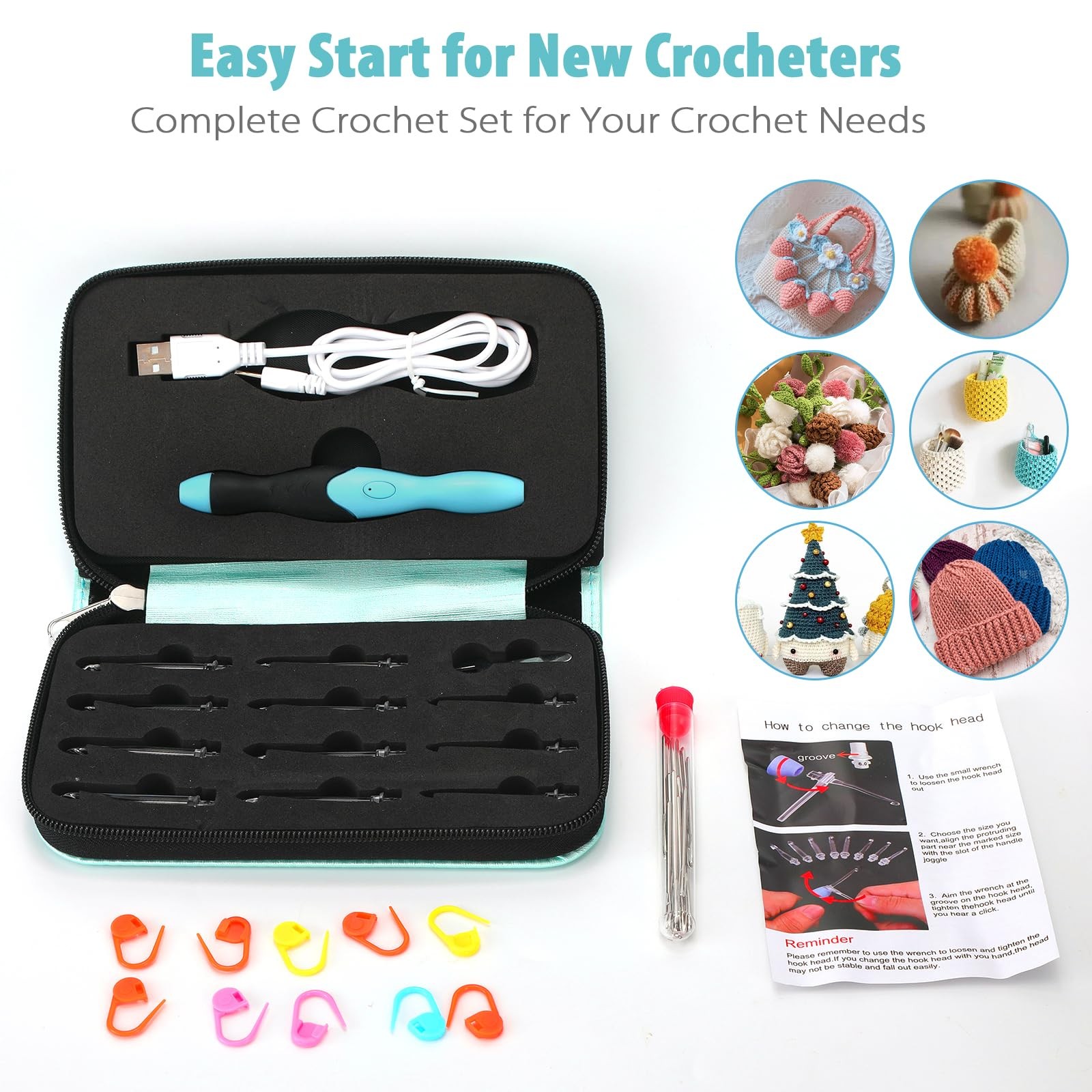 Light up Crochet Hook Set - 11 in 1 Lighted Crochet Hook Set for Beginners, E...
