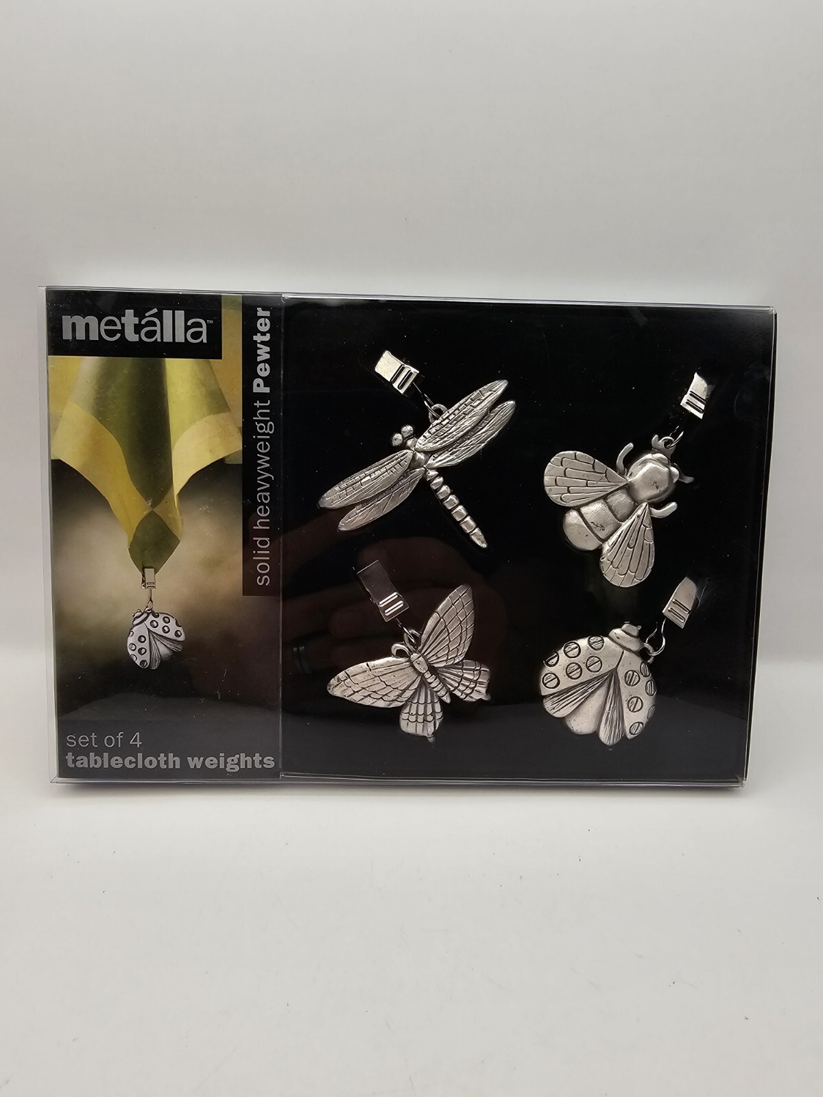 Metalla 4 Piece Pewter Metal Insect Tablecloth Weights Prodyne TW-9-W