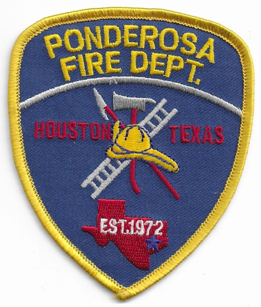Ponderosa  Fire Dept. "1972"- Houston, Texas (3.25" x 4" size) fire patch