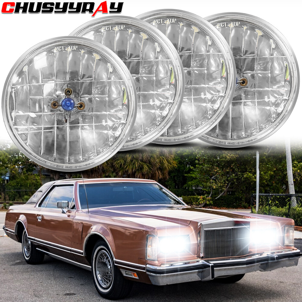 4Pcs 5-3/4 5.75"inch Headlights Hi-Lo DRL For 1977-1981 Lincoln Mark V