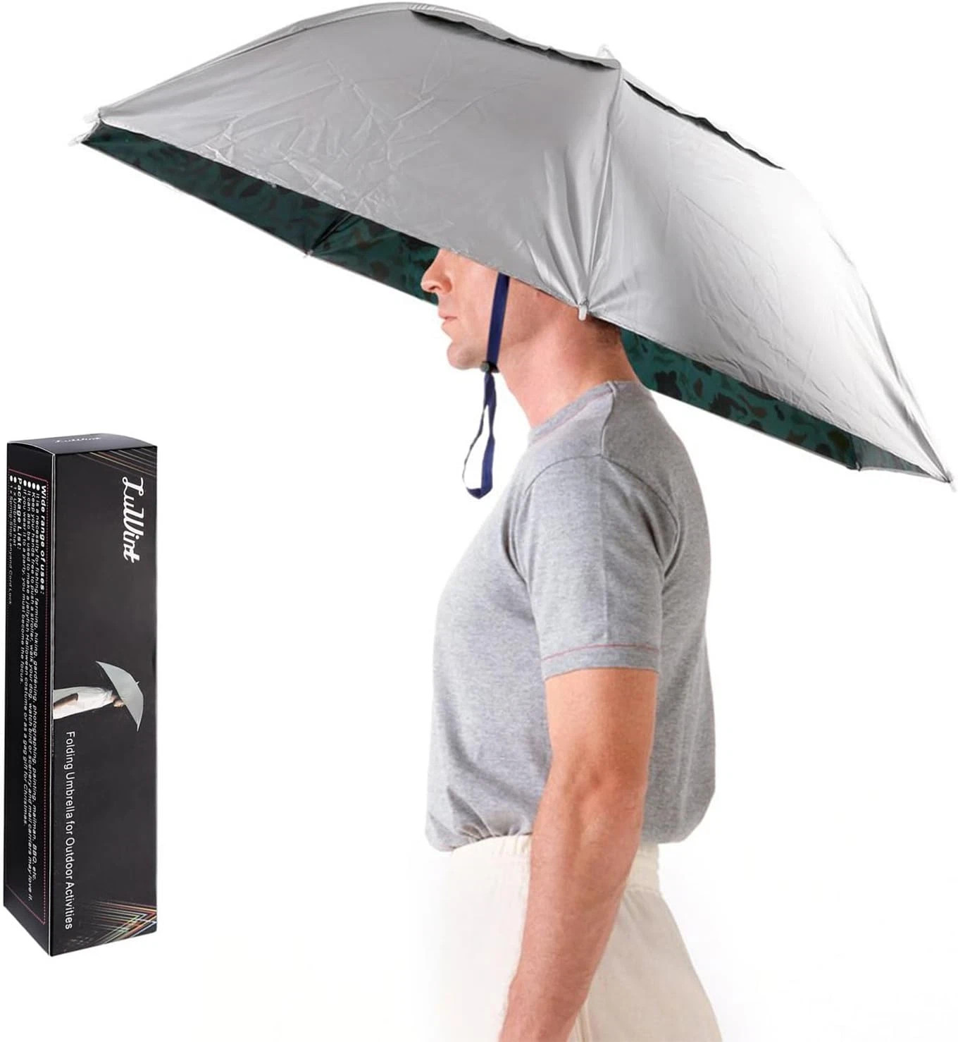 Luwint Head Umbrella Hat Compact Folding Hands Free Hat Umbrella For Adults Rain