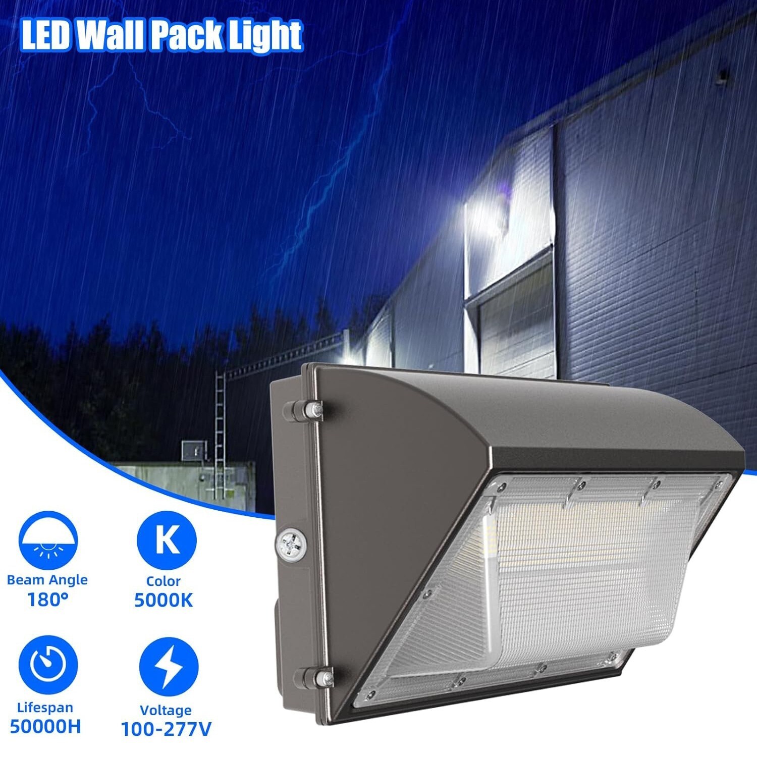 120W LED Wall Light 5000K Dust to Dawn LED Wallpack Commercial Security Lighting