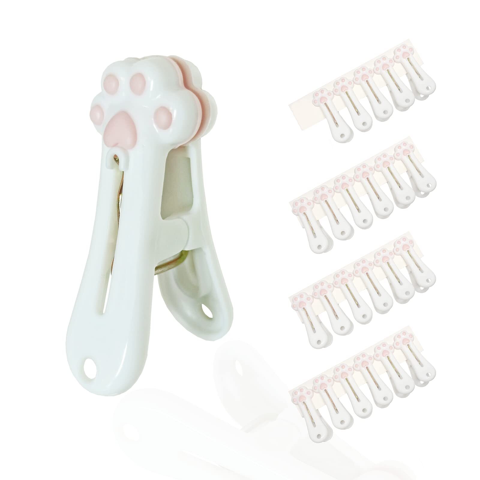 24 Pack Plastic Clothespins Cute Cat Claw Pattern Traceless Clothes Bag Clips