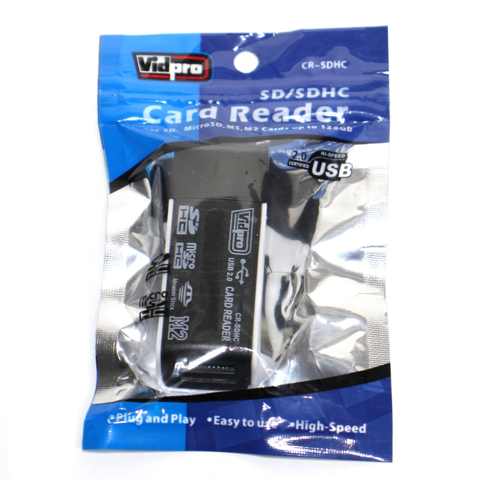 2X SD/SDHC Card Reader Vidpro Plus One Usb 12' Cable