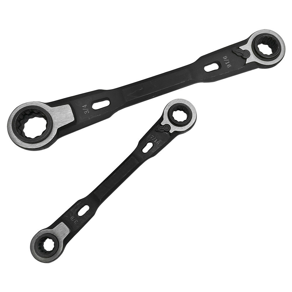 4-in-1 SAE Ratcheting Wrench Set – Double Box End 9" & 6" Fits 8 Sizes 5° Arc