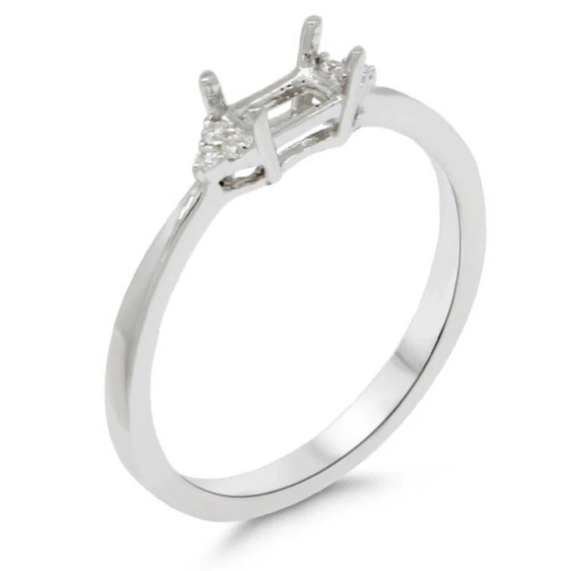 5x3mm Emerald Cut Semi Mount Ring 925 Sterling Silver Side Stone Women Ring
