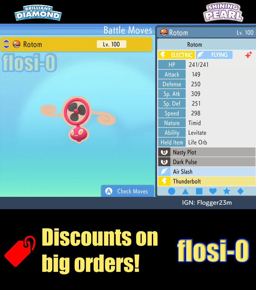 6IV Shiny Rotom Fan Pokemon Brilliant Diamond and Shining Pearl