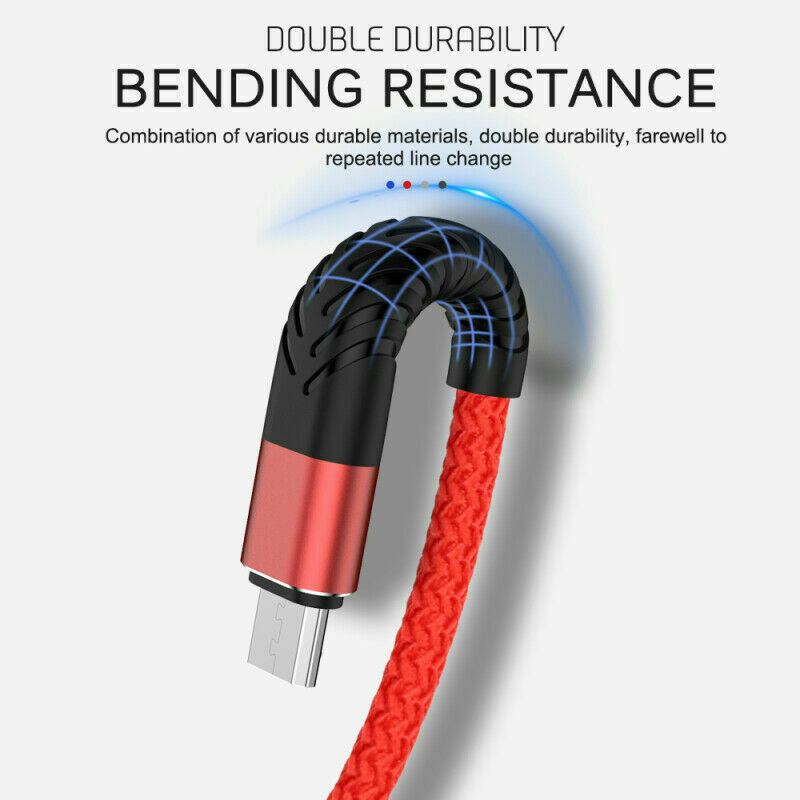 Micro USB Cable Charger Data Sync Braided For Samsung Android HTC LG 3/6/10