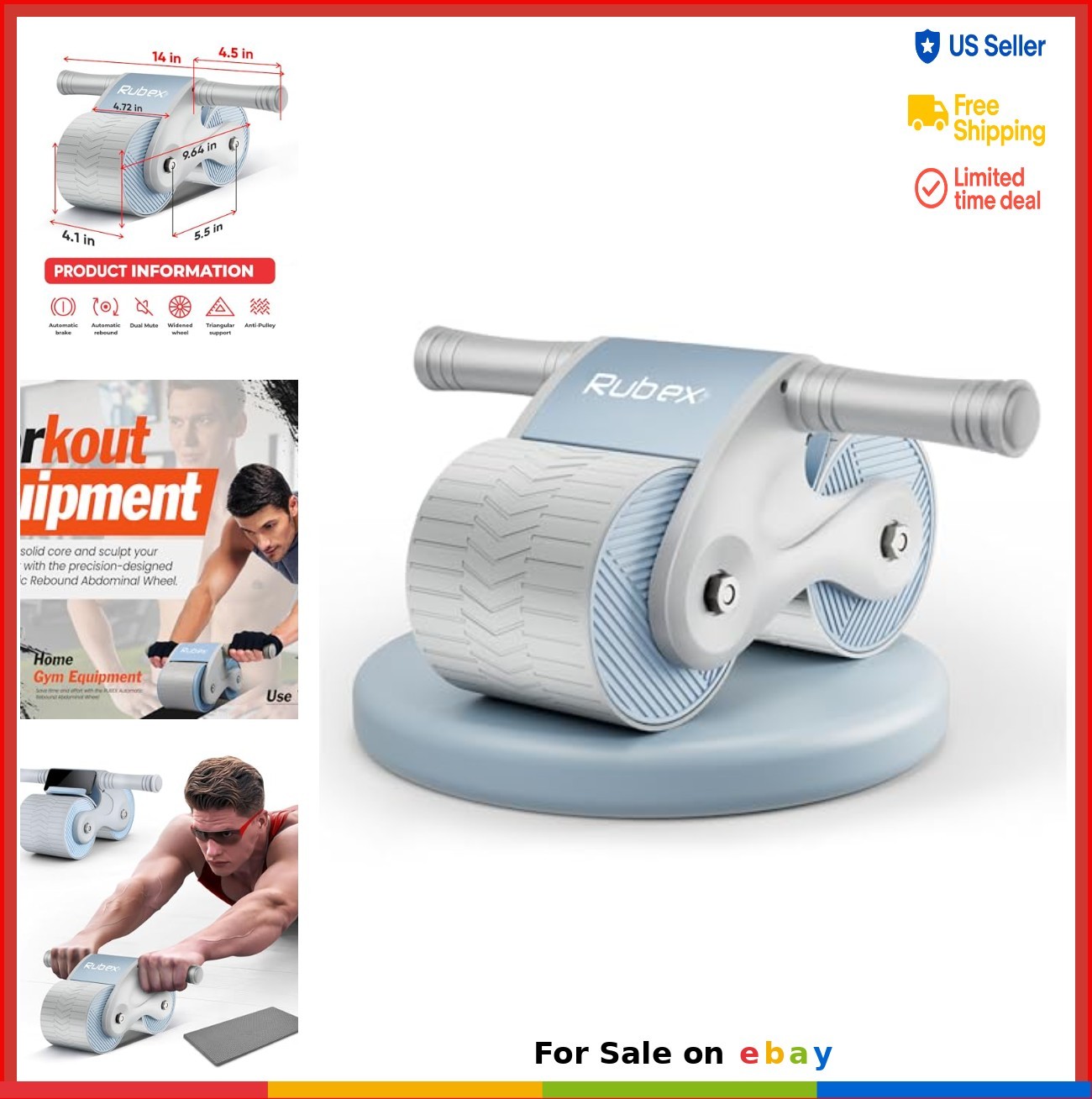 Ab Roller Wheel with Automatic Rebound Home Gym Equipment Core Strength Training