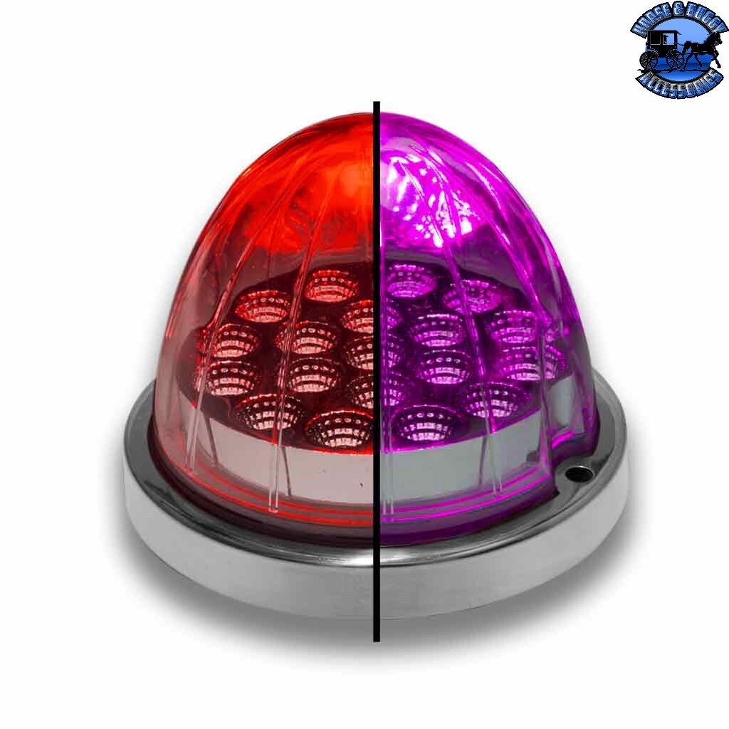 Dual Revolution Red/Purple Watermelon LED with Reflector Cup & Lock Ring (19 Dio