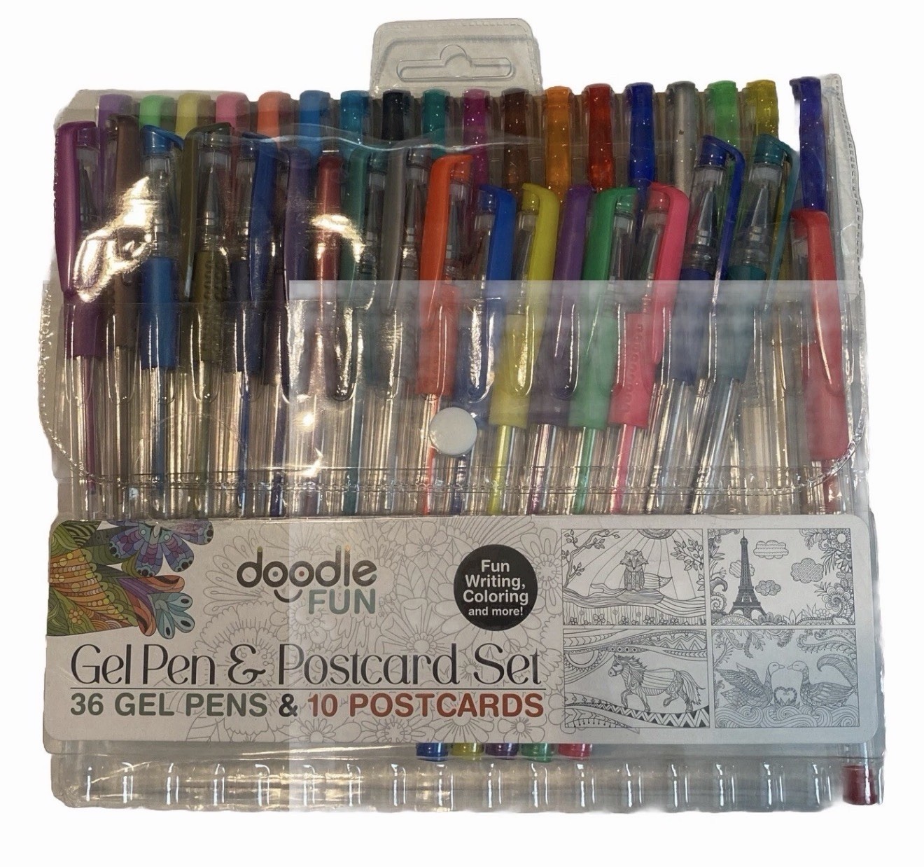 Gel Pens 36 & 10 Postcards for Adult Coloring Art Writing By Doodle Fun New