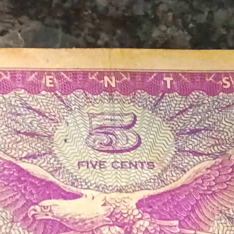 United States 5 Cents Banknote - Partial, Uncertified, Ungraded