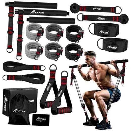 Pilates Bar Kit with Resistance Bands, Heavy Duty Multifunctional 270lbs