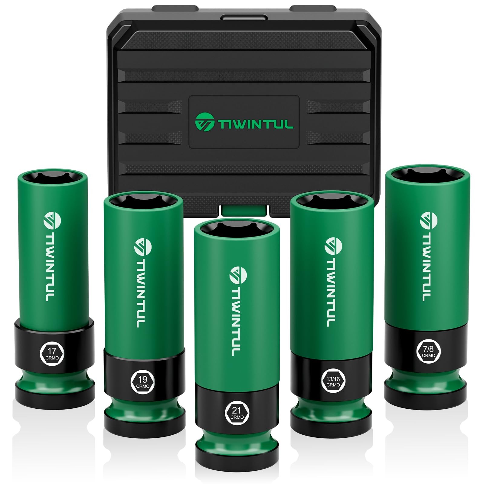 TIWINTUL 1/2" Wheel Protector Impact Socket Set, 5Pcs 5PCS(SAE+Metric)