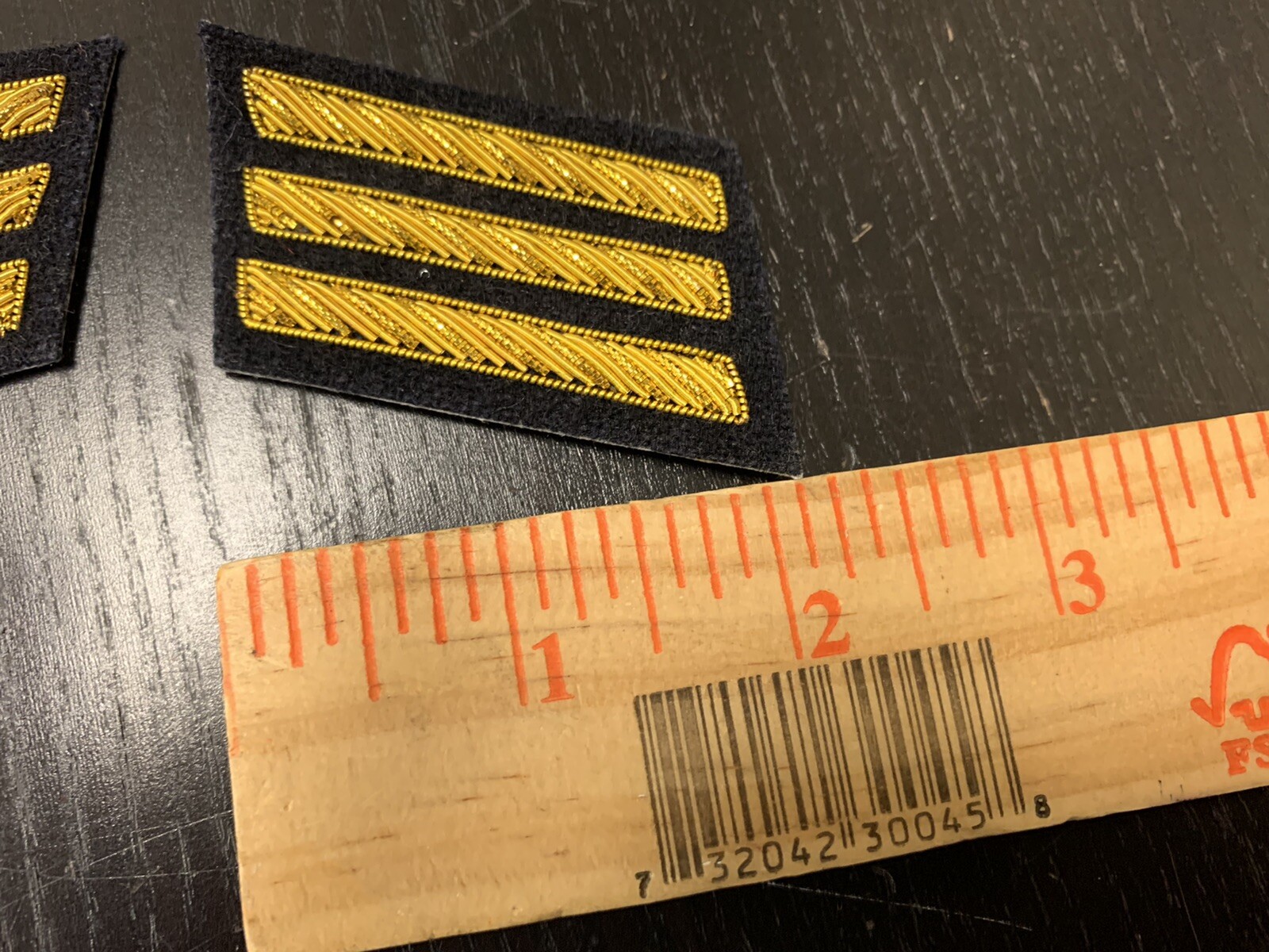 CSA Gold Embroidered Captains Bars - DARK BLUE Background Pair - NEW
