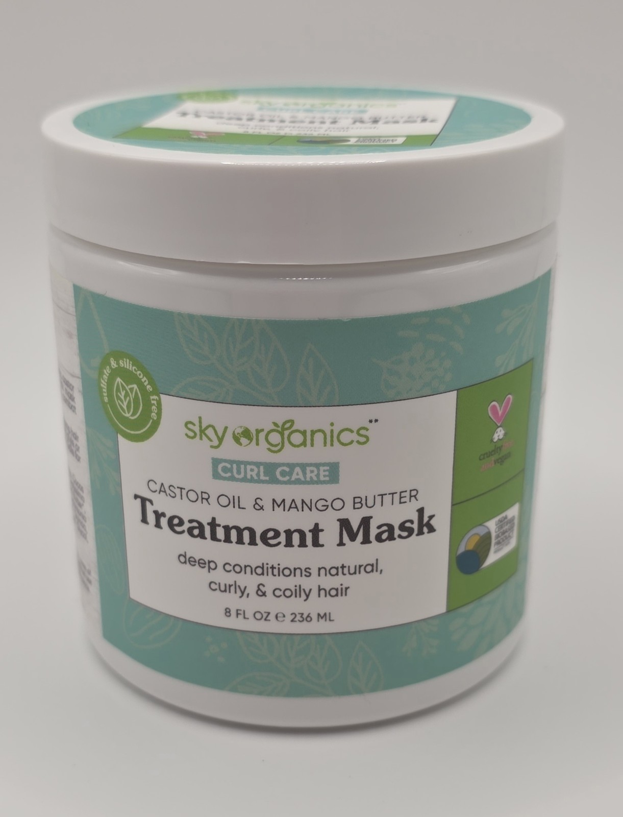 Sky Organics Curl Care Treatment Mask 8 FL oz with Castor Oil & Mango Butter