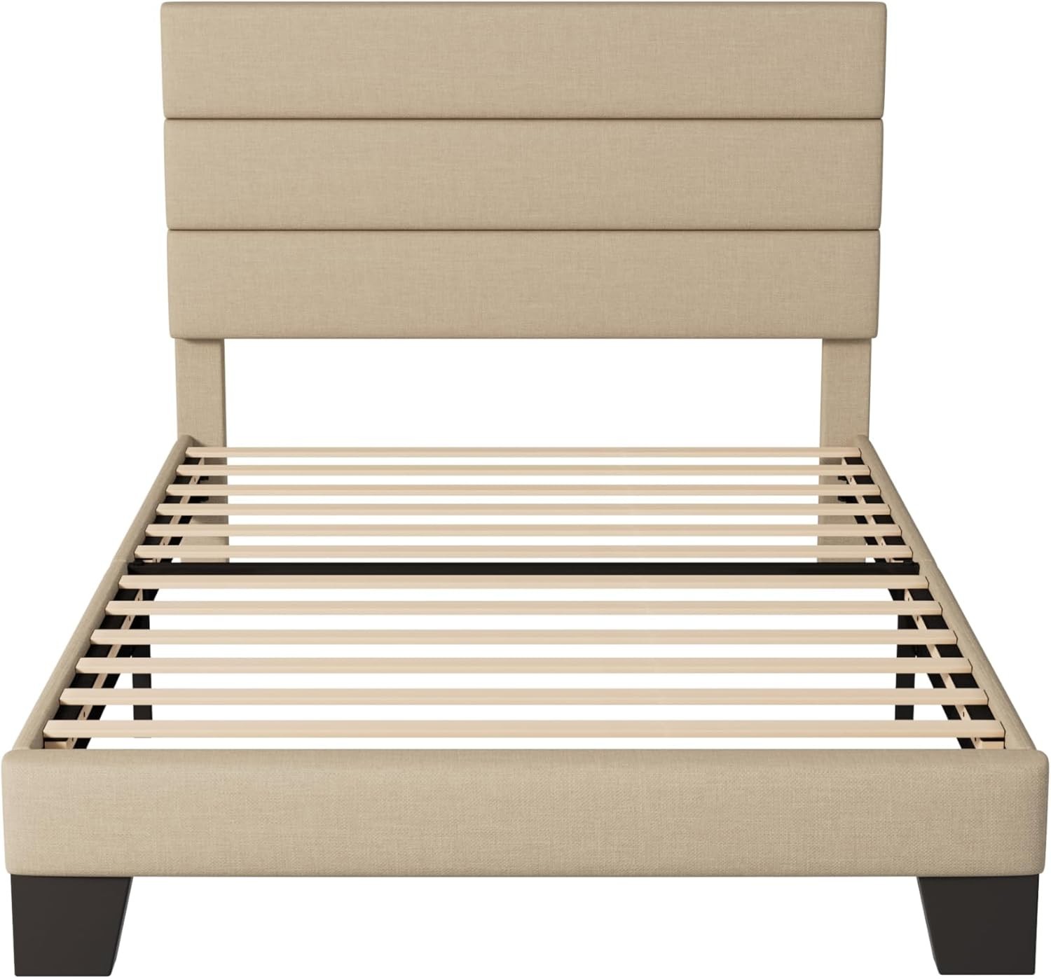 Sturdy Twin Size Bed Frame with Wooden Slats - Easy Assembly