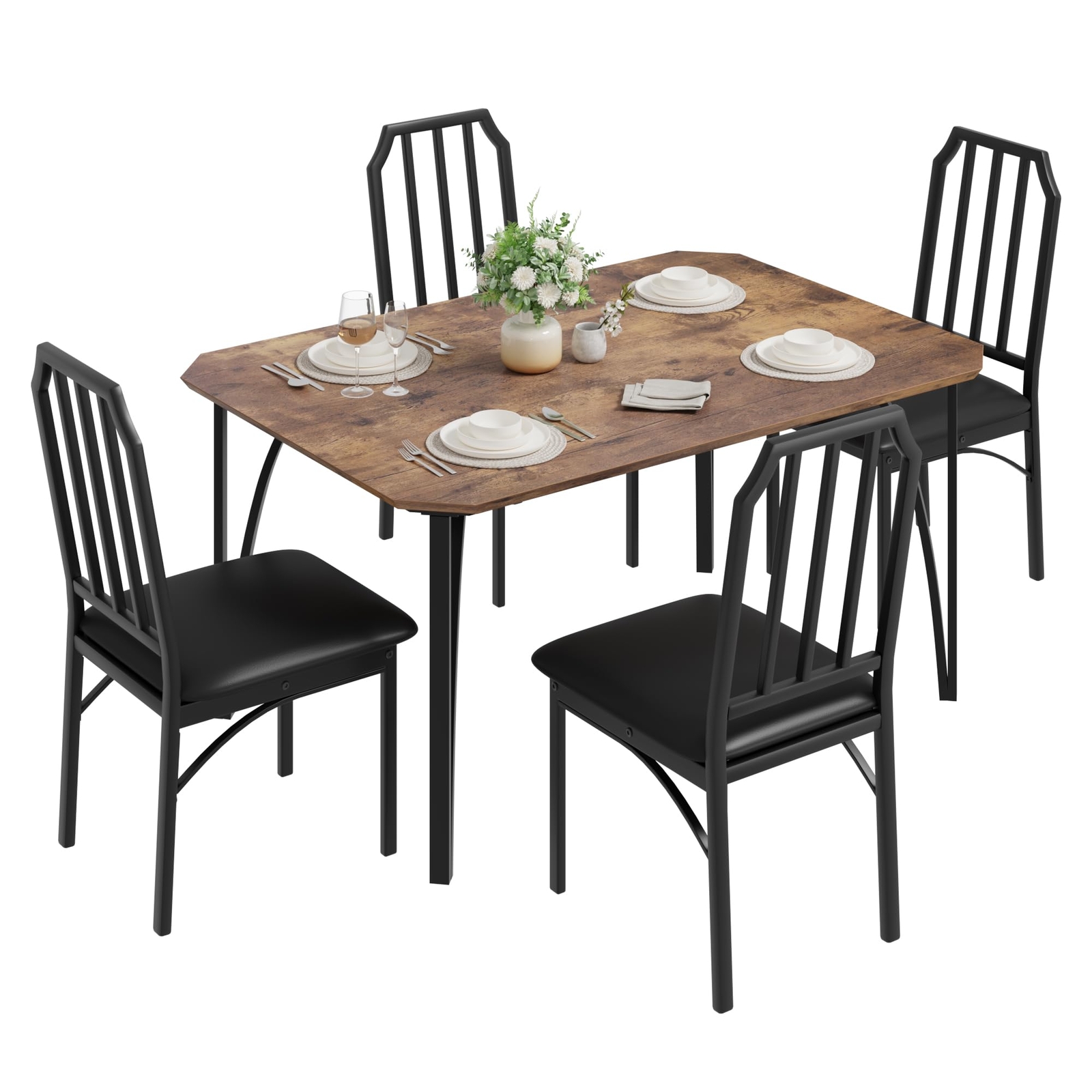 5 Piece Dining Room Table Set ,Home Kitchen Table and Chairs for Small Space NEW