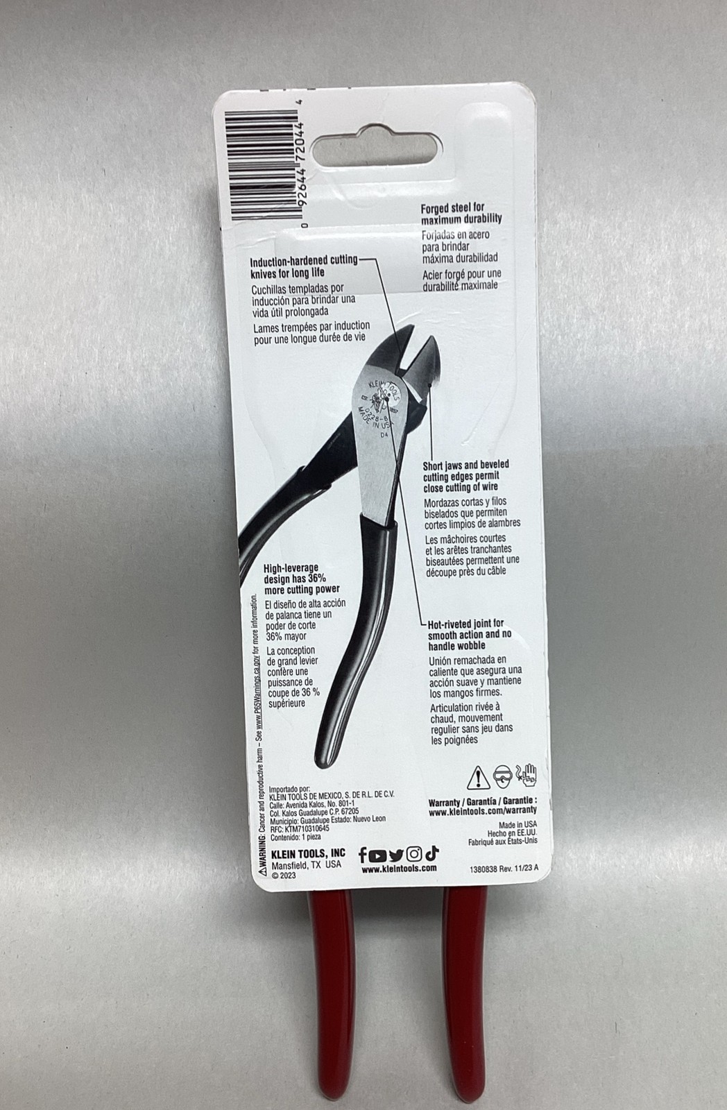 Klein Tools D228-8-SEN Diagonal Cutting Pliers, High-Leverage, 8-Inch