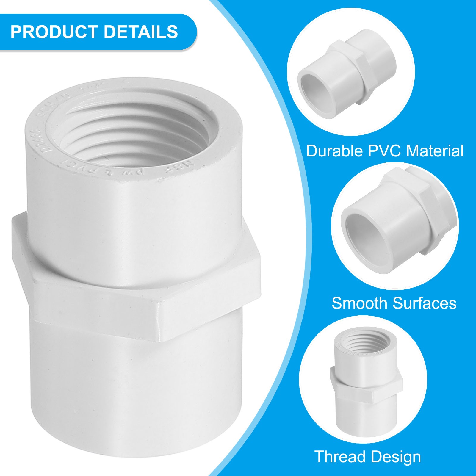 10 Pcs NPT1/2" PVC Female Adapter Pipe Fitting Female Threaded Slip Coupling