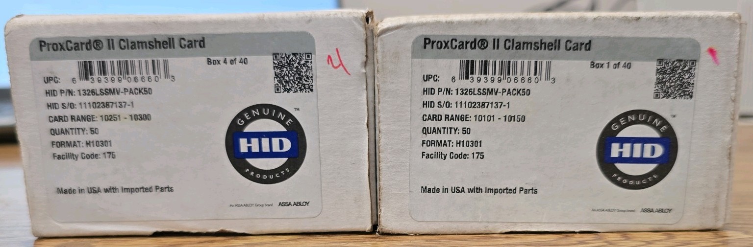 HID ProxCard II Clamshell card Genuine Product New H10301 x100