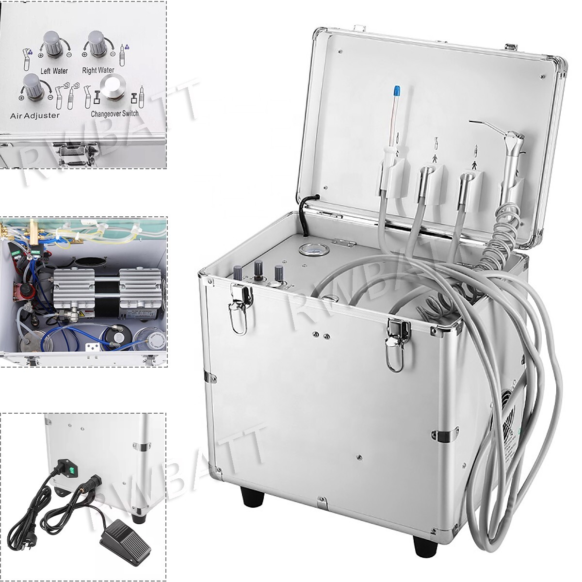 Portable Dental Delivery Unit Air Compressor Suction 4 Hole Mobile Treatment Box