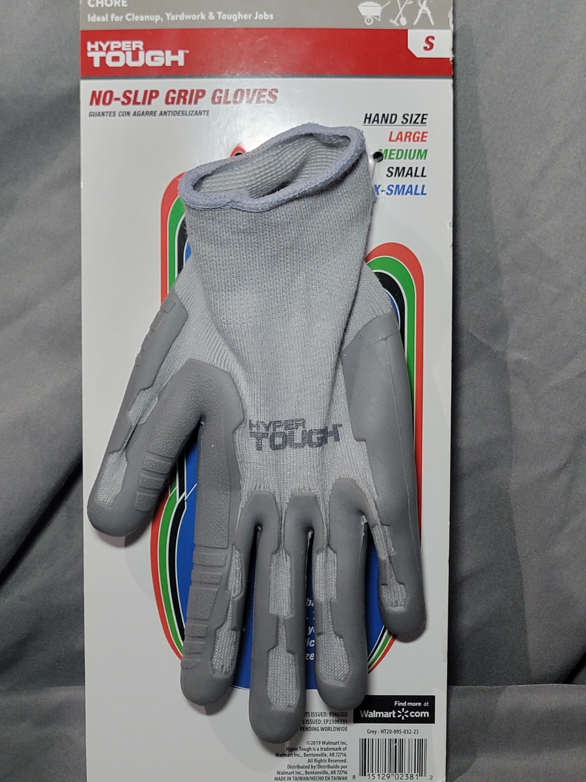 HYPER Tough No-Slip Grip Work Gloves Ultra Grip Abrasion Resistant Small Gray