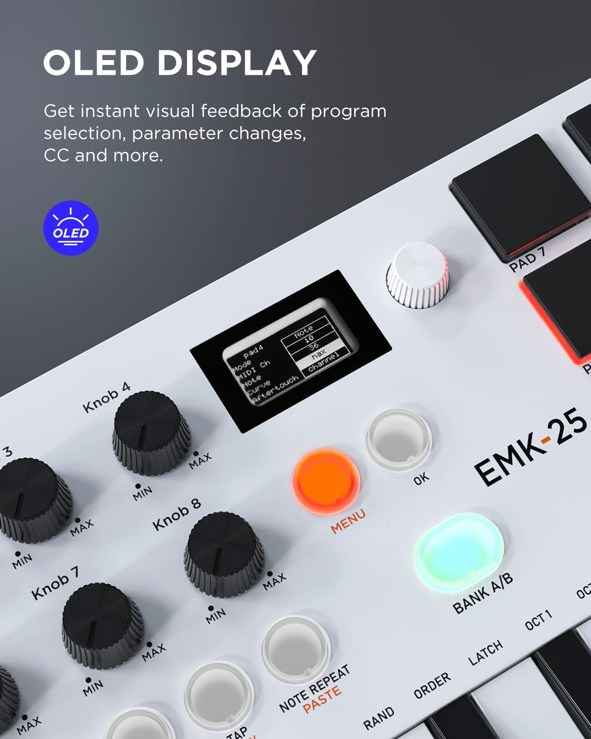 25 Key USB MIDI Keyboard Controller With Bluetooth, Professional Mini Beat Ma...