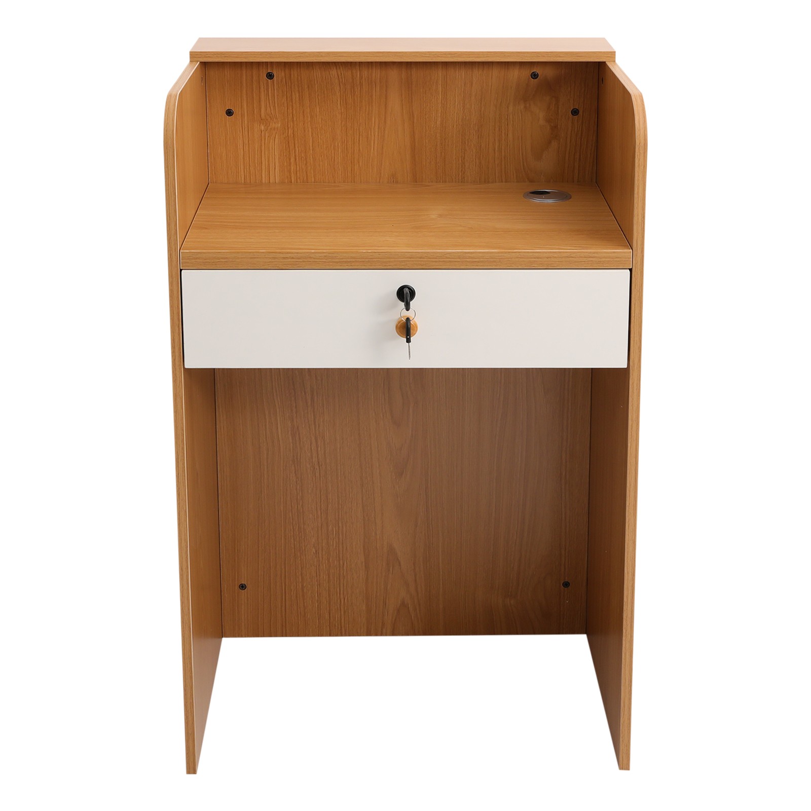 Modern Front Reception Counter Desk Checkout Office Desk with a Lockable Drawer