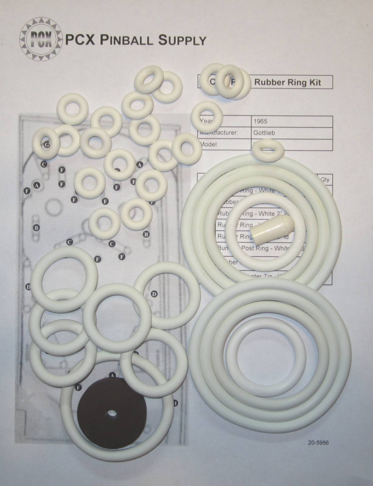 1965 Gottlieb Buckaroo Pinball Machine Rubber Ring Kit