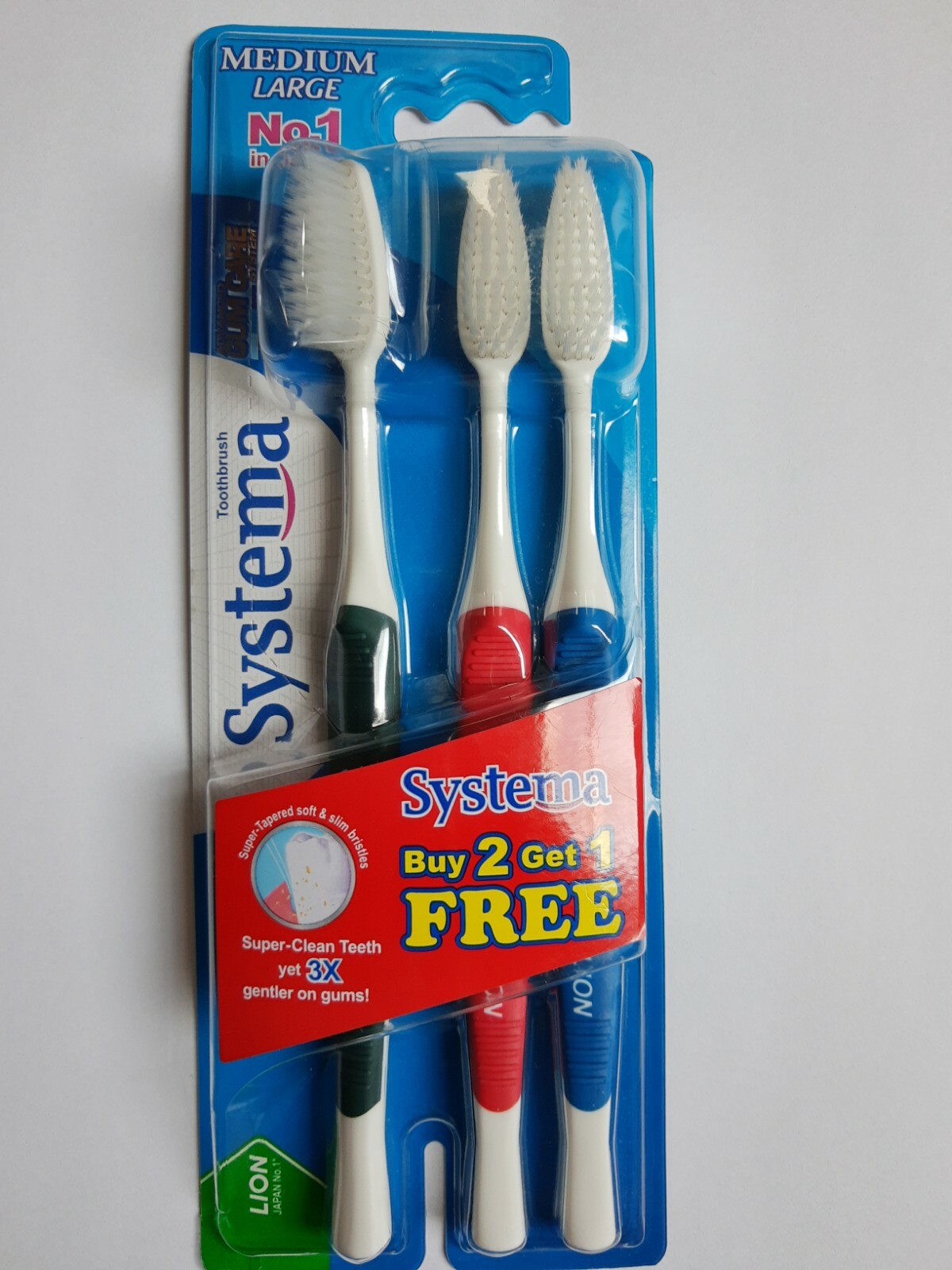 Systema Toothbrush Medium Large Pack 2, 1 Free