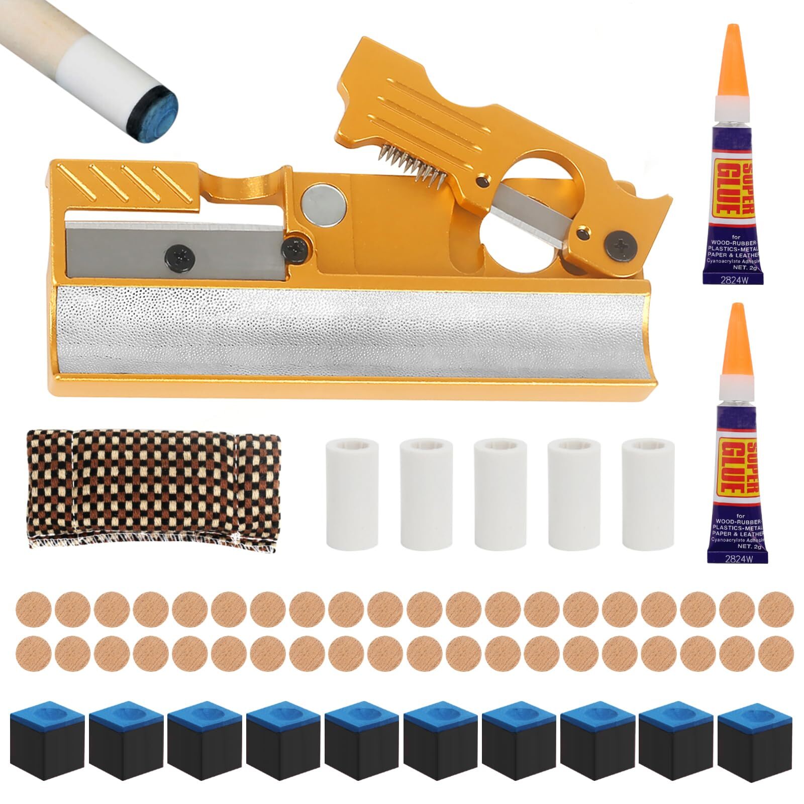 Pool Cue Tips Replacing Kit Aluminum 11 in1 Billiards Pool Cue Tip Repair Sha...