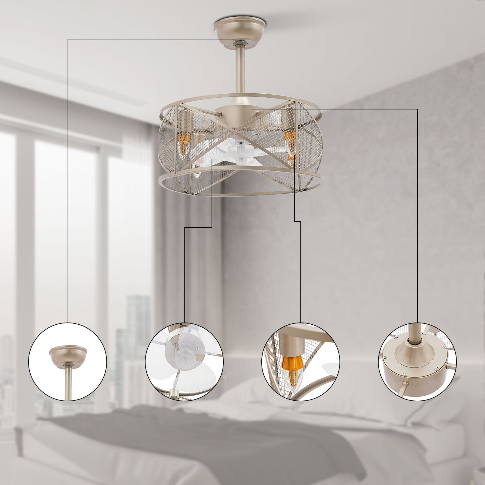 Caged Ceiling Fan Light Ceiling Fan Light Ceiling Fan with Light Remote Control