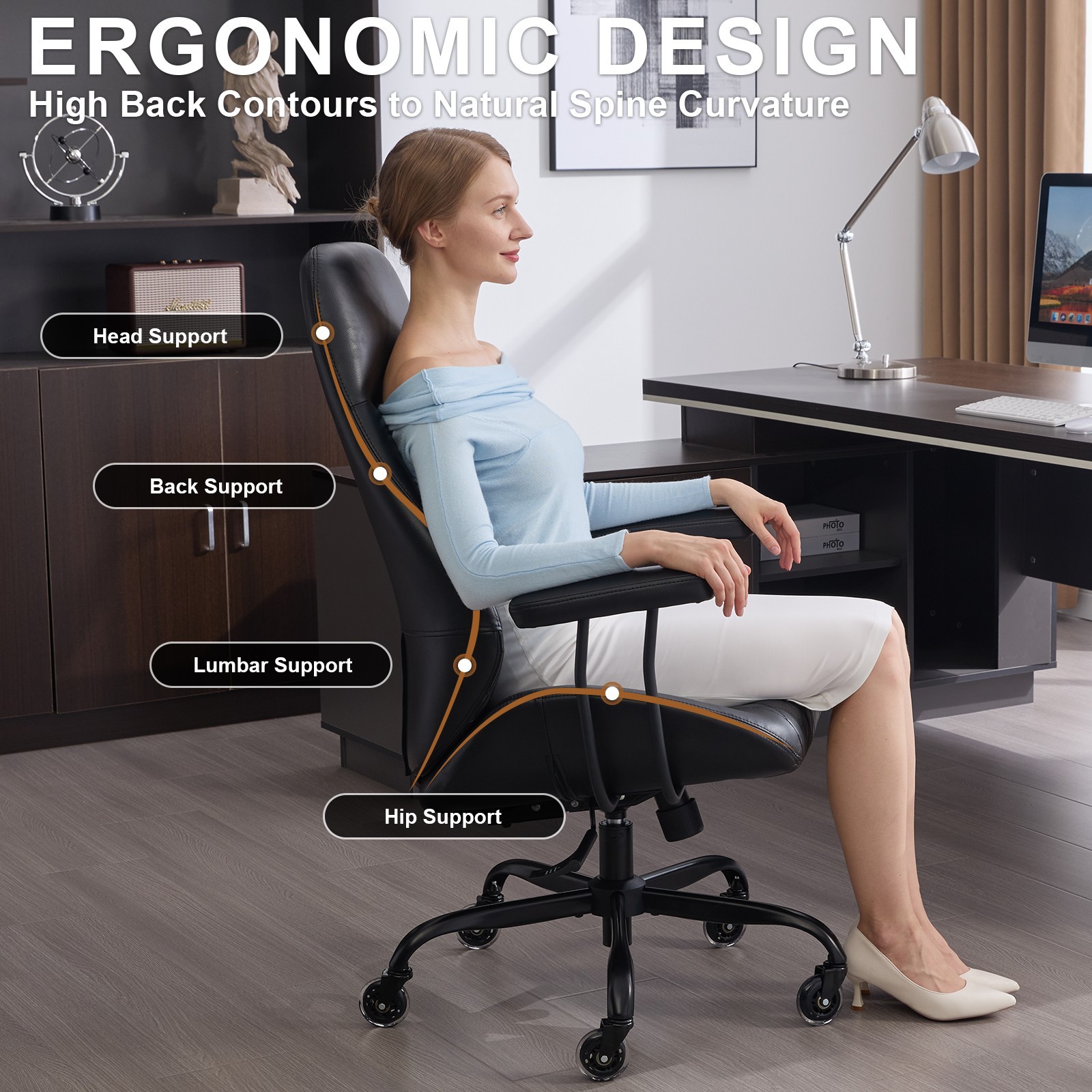 Diamond Quilted PU Leather Office Chair with Premium Durable Construction
