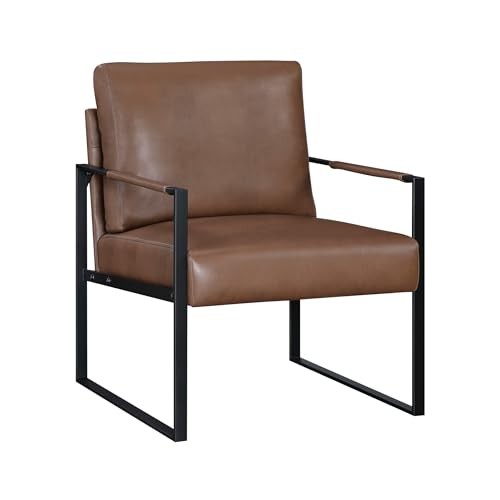 Modern Accent Chair, Faux Leather Upholstered Living Room Chair with Wrapped