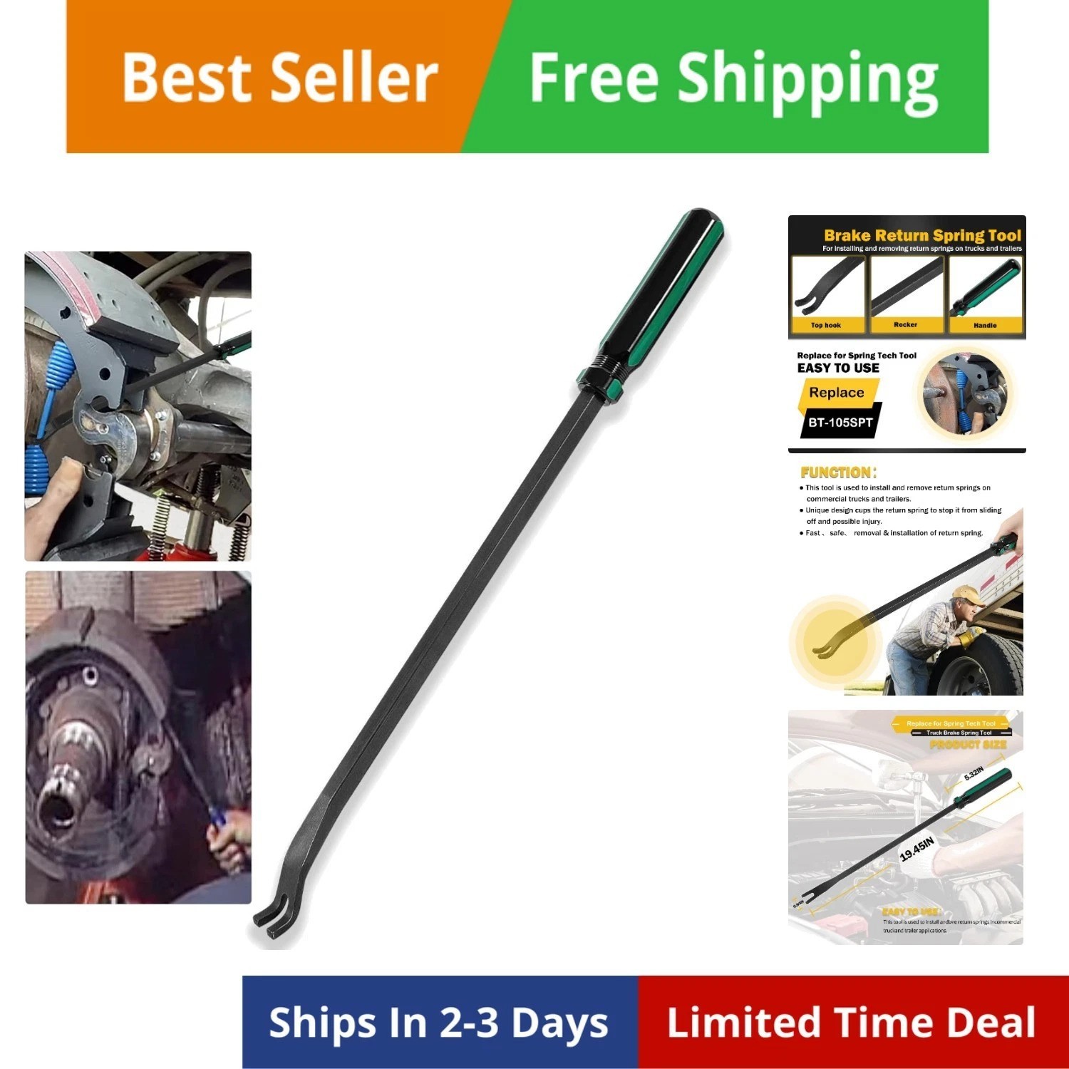 Brake Return Spring Tool/Truck Brake Spring Tool Fits for Install and Remove ...