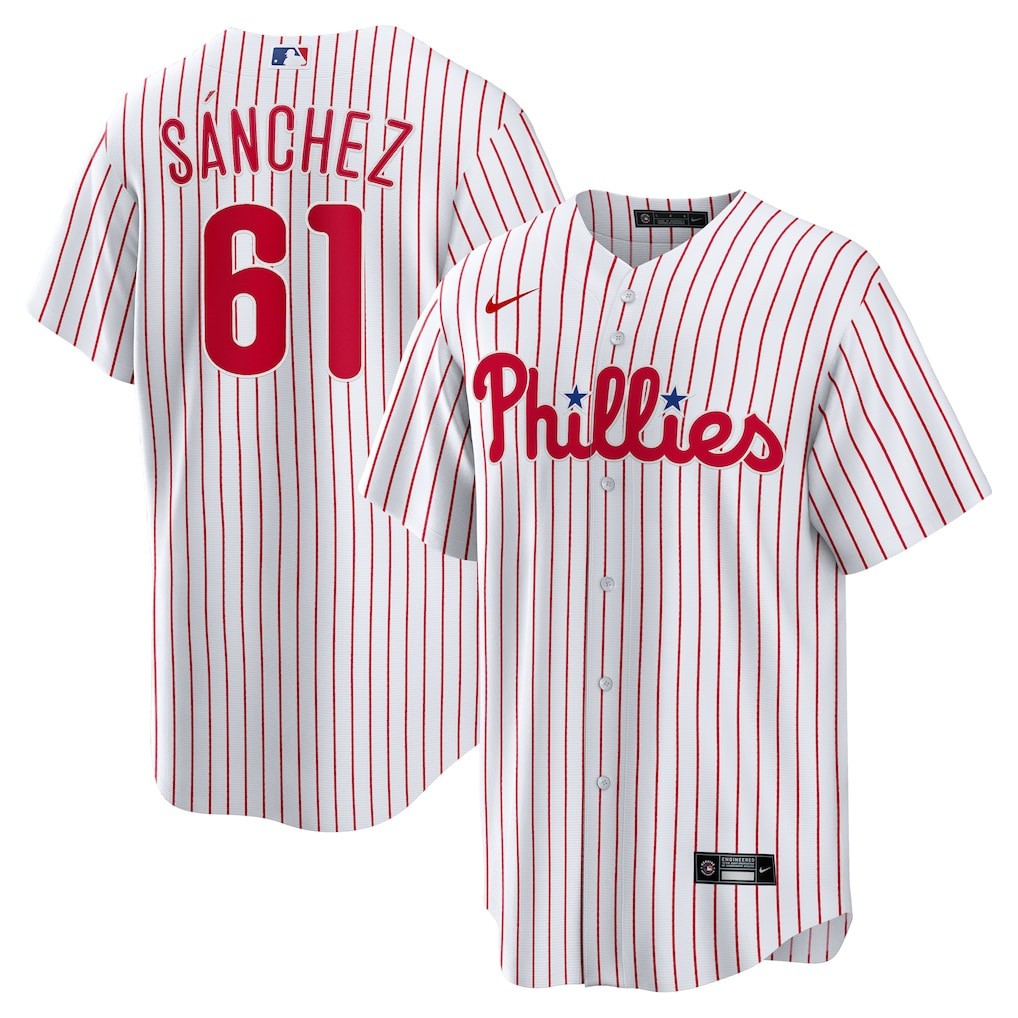 Cristopher Sanchez #61 Men's Philadelphia Phillies White Jersey LARGE - NEW