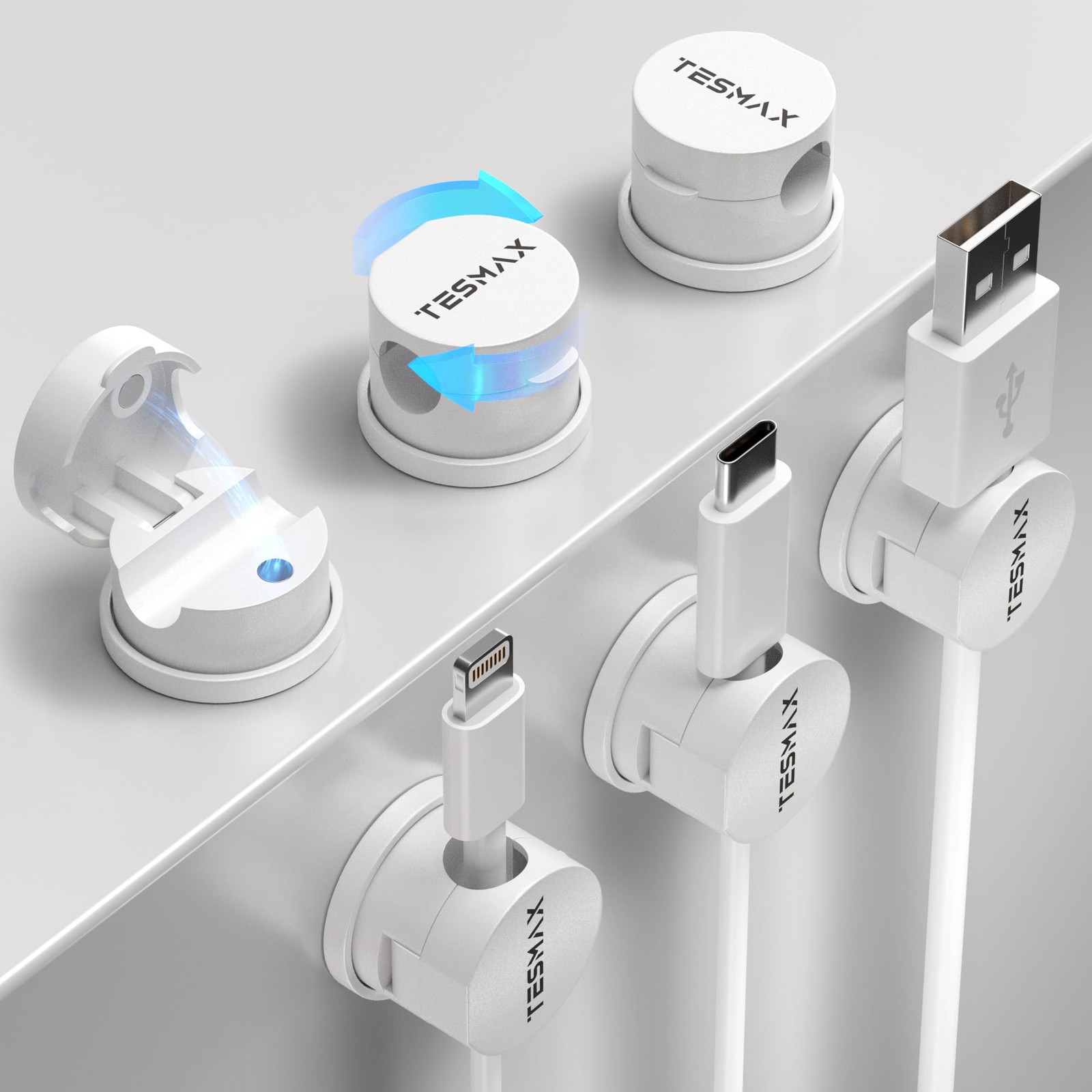 Tesmax Magnetic Cable Clips 6 Pack White