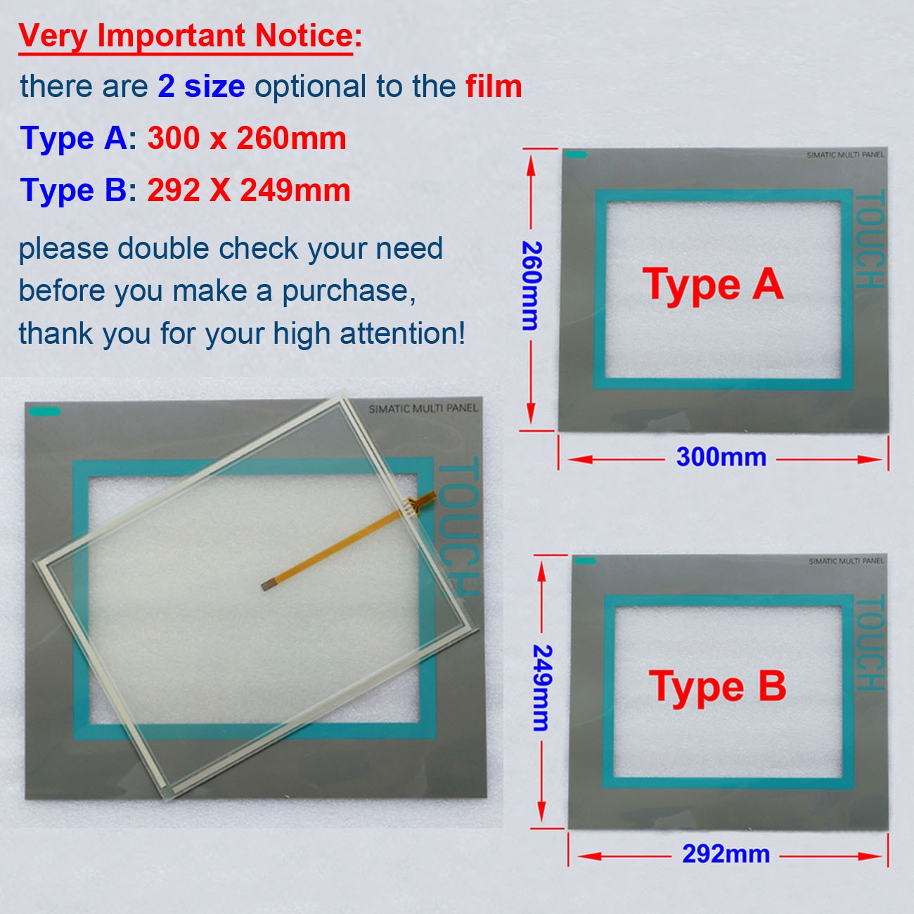 Touch Screen Panel with Front Overlay for MP277 10" TOUCH 6AV6643-7CD00-0CJ0