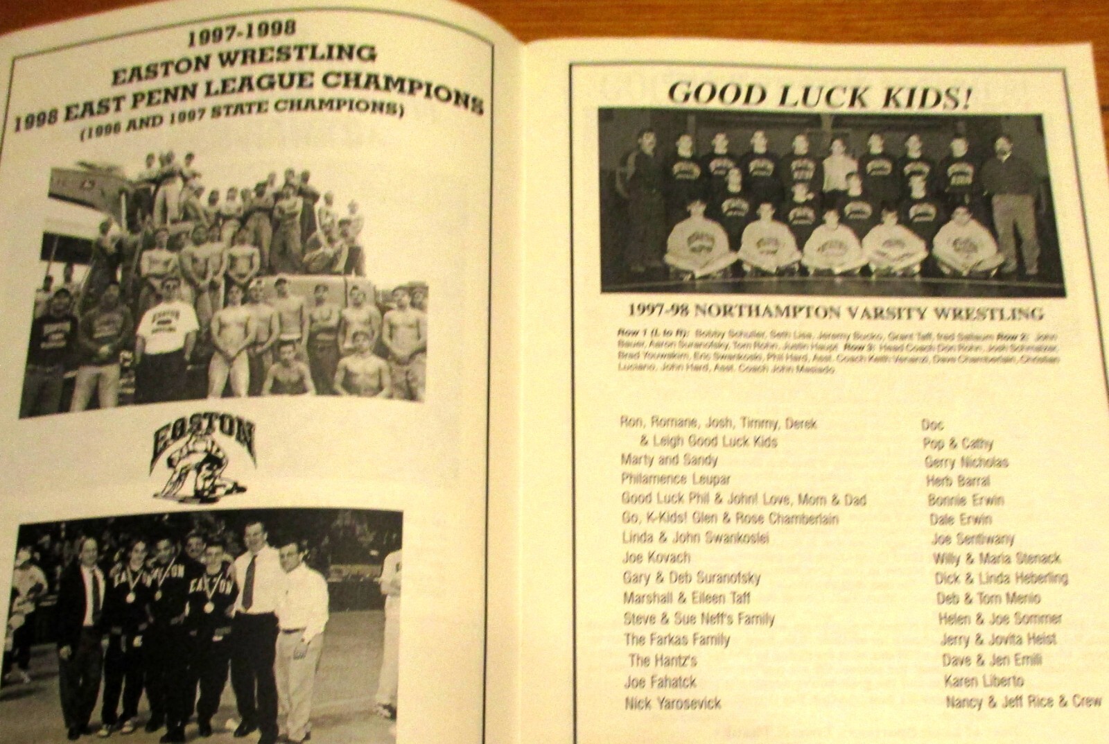 1998 PIAA District 11 Class AA & AAA Wrestling Championship Souvenir Program