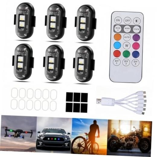 6PCS Wireless LED Strobe Lights with Remote Control, 6PCS (Regular 2LEDs)