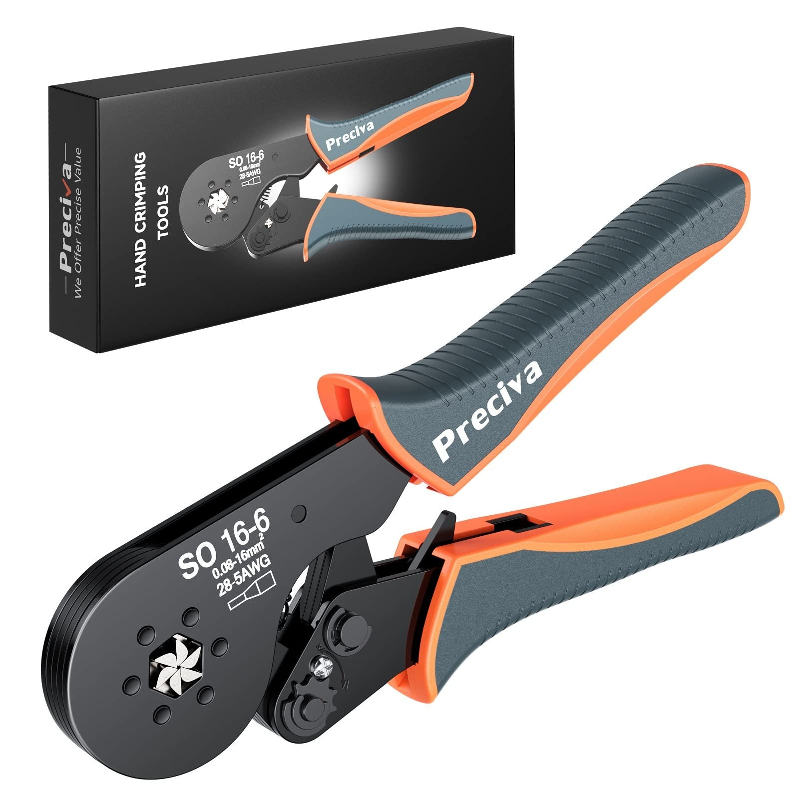 Hexagonal Ferrule Crimper, Preciva Hexagonal Jaw Wire Crimping Pliers AWG 28-...