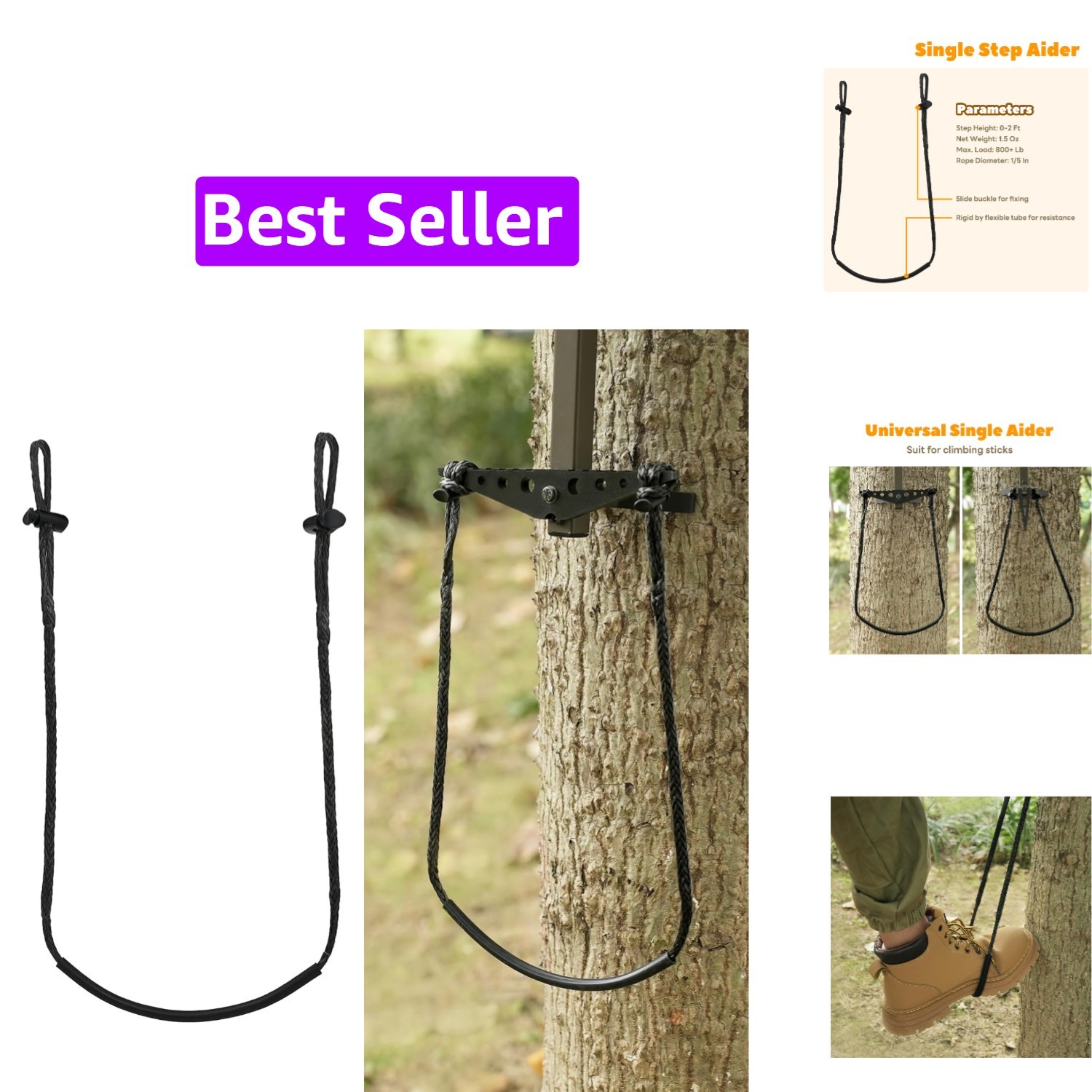 Climbing Stick Aider for Hunting, Daisy Chain , Hand-Braided Lightweight Rope...